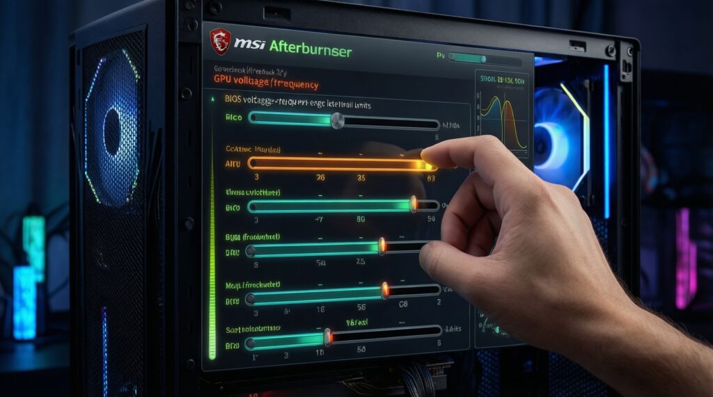 - ปรับแต่งการ์ดจอด้วย MSI Afterburner: เพิ่มเฟรมอย่างปลอดภัยพร้อมจำกัดอุณหภูมิ - иллюстрация