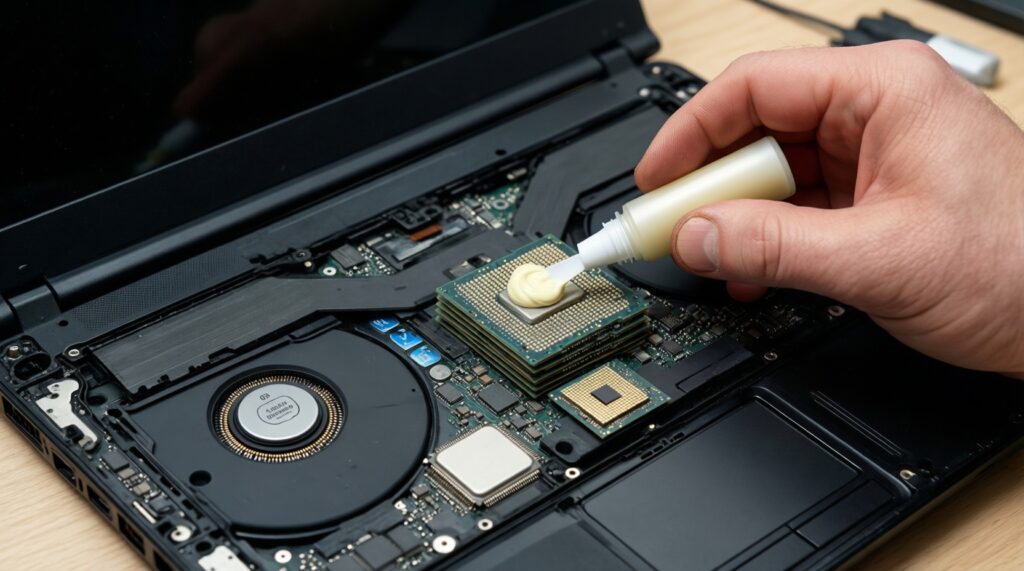 เปลี่ยนซิลิโคน/แผ่นนำความร้อน (Thermal Paste/Pad) เพื่อลดความร้อนและยืดอายุเครื่อง - иллюстрация